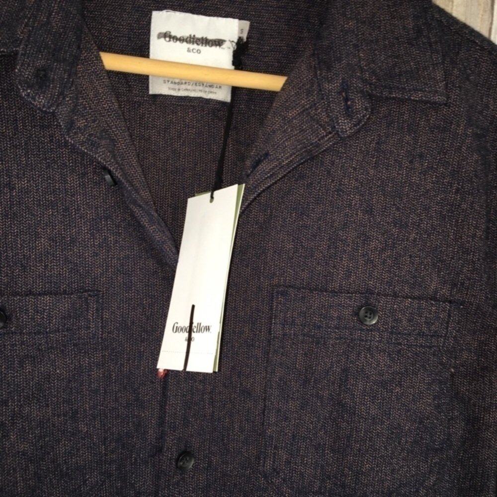 NWT GoodFellow Navy Speckled Button Down - Picture 4 of 5